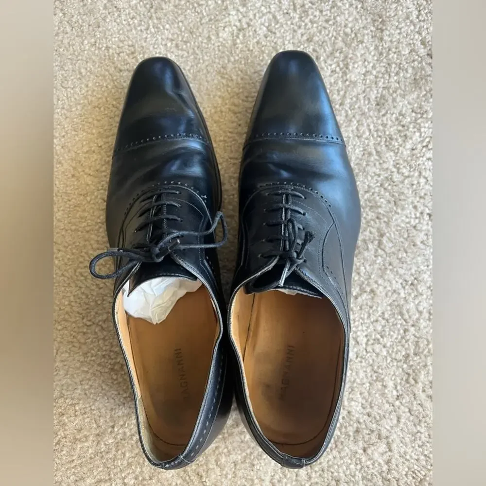 Magnanni made in Spain black Oxford shoes preppy office luxury size 13